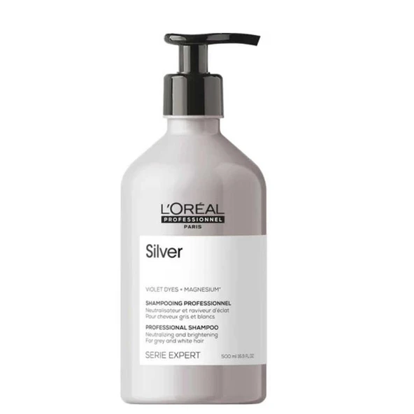 Loreal Professionnel Serie Expert Silver Sarı Gri ve Beyaz Saçlar İçin Renk Dengeleyici Mor Şampuanı 500ml ürün görseli 1