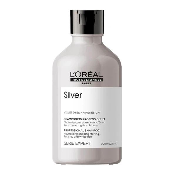Loreal Professionnel Serie Expert Silver Sarı Gri ve Beyaz Saçlar İçin Renk Dengeleyici Mor Şampuanı 300ml ürün görseli 1