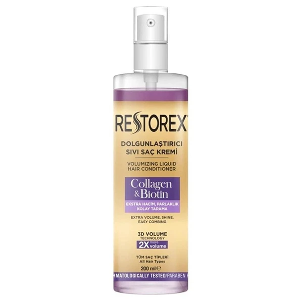 Restorex Collagen Biotin Dolgunlaştırıcı Sıvı Saç Kremi 200ml ürün görseli 1