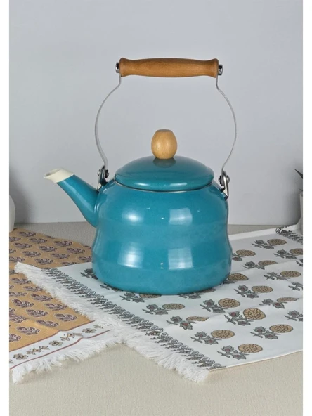 Alev Vintage Ahşap Saplı Emaye Demlik Kettle 2,5Lt ürün görseli 1