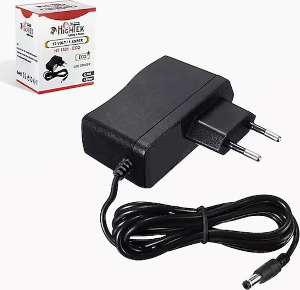 Hightek Ht-1501 12v 1a  Adaptör 5.5x2.5mm 12 volt 1 amper adaptör 5,5x2,5 ürün görseli 1