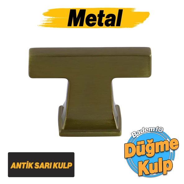 Gediz Antik Sarı Kulp Düğme Tek Vidalı Çekmece Kulbu Metal Kulplar Mutfak Mobilya Dolabı Dolap Kulp ürün görseli 1