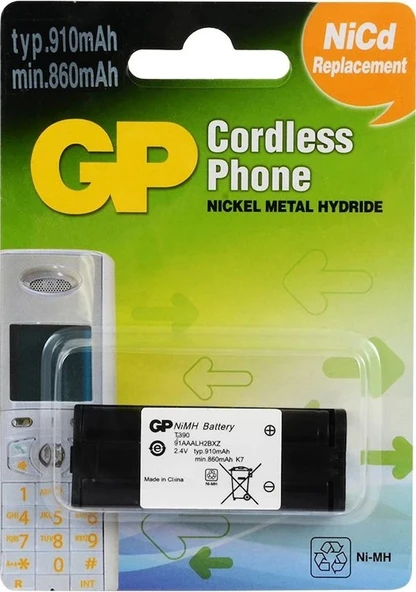 GP T390 2.4V 910 mAh Telsiz Telefon Pili ürün görseli 1