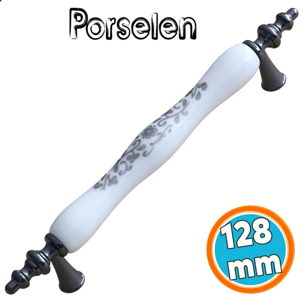 Mobilya Kulp Çekmece Mutfak Kulpları Kulpu Kulbu Dolabı Dolap Porselen Beyaz Füme 128 Mm ürün görseli 1