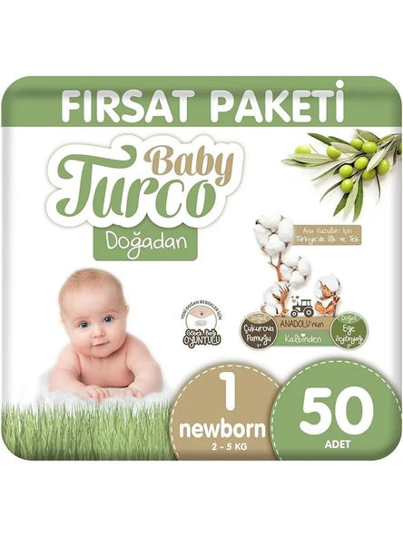 Baby Turco Doğadan 1 Numara Yenidoğan 50'li Bebek Bezi ürün görseli 1