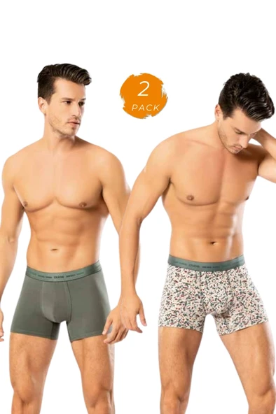 Looksense Erkek Dude 2 li  Düz ve Desenli Likralı Boxer 1401 ürün görseli 1