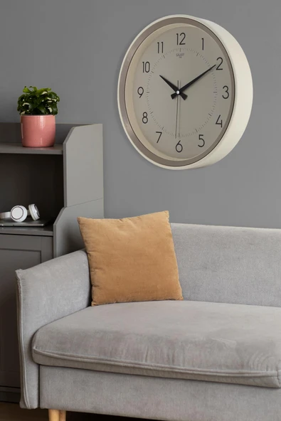 Krem Kasa Kumbeji Çerçeve Duvar Saati 37 cm ürün görseli 1