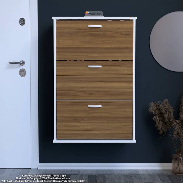 Modilayn VARBİ Asma Antre 72x115x256 cm’lik 3 Düşer Kapak 6 Göz Bölmeli Ayakkabılık ürün görseli 1