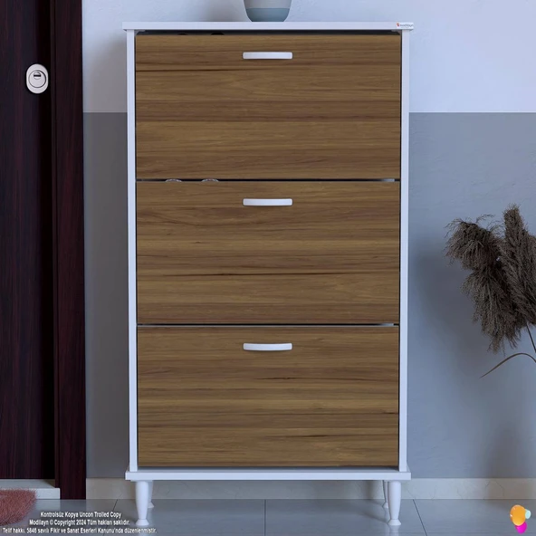 Modilayn VARBİ Antre Hol 72x 127x 26 cm lik 3 Düşer Kapak 6 Göz Bölmeli Ayakkabılık ürün görseli 1