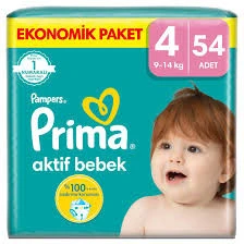 Prima Aktif 4 Numara Maxi 54'lü Bebek Bezi ürün görseli 1