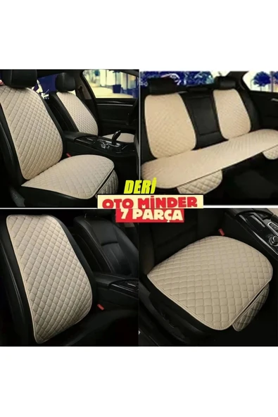 Mitsubishi Colt Koltuk Deri Minderi 7 Parça Ön Ve Arka Oturak Sırt Dayama Minder Bej-bej ürün görseli 1