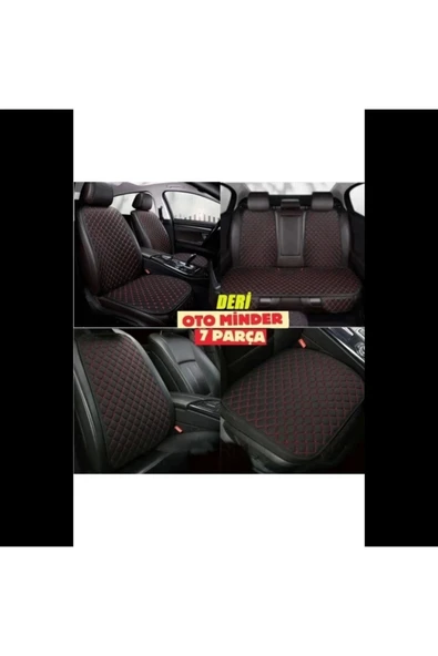 Chery TIGGO7 PRO Koltuk Deri Minderi 7 Parça Ön Ve Arka Oturak Sırt Dayama Minder siyah-kırmızı ürün görseli 1