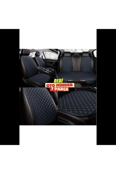 Chery TIGGO8 PRO Koltuk Deri Minderi 7 Parça Ön Ve Arka Oturak Sırt Dayama Minder siyah-mavi ürün görseli 1