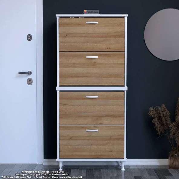 Modilayn UMAY' 2 Li Antre Hol 72x 168x 26 cm’ lik 4 Düşer Kapak 8 Göz Bölmeli Ayakkabılık ürün görseli 1