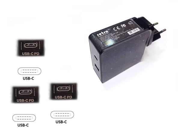 Apple MacBook Pro A1989 (2018) Notebook Adaptör - Şarj Cihazı / RETRO - 2-in-1 USB ve USB-C ürün görseli 1