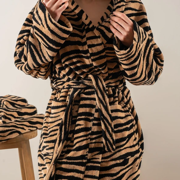 Soley | Tiger | %100 Pamuk Kadife Kadın / Erkek (Unisex) Bornoz ürün görseli 1