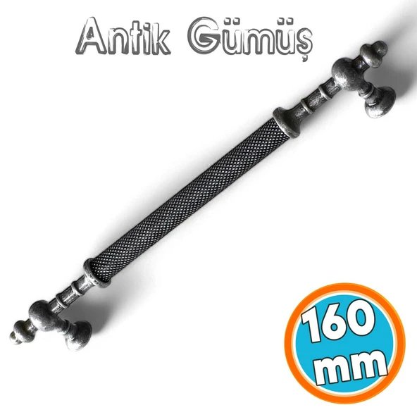 Mobilya Mutfak Çekmece Dolap Dolabı Kulpu Kulbu Kulpları Eskitme Antik Gümüş Metal 160 mm ürün görseli 1