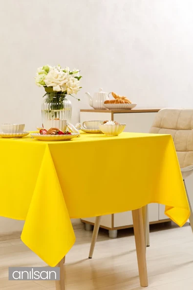 Arya Pamuk Polyester Masa Örtüsü 90x135- Sarı ürün görseli 1