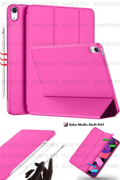 İpad Air 11" M3 (2025) / M2 (2024) / Air 10.9" (2022 / 2020) Kılıf Kapaklı Standlı Uyku Modlu Smart  ŞEKER PEMBE ürün görseli 1
