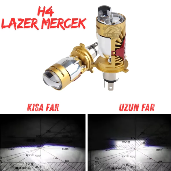 H4 Lazer Mercekli Far Ampülü Otomobil Araç Motosiklet Uyumlu Şimşek Etkili 12v 24v Uyumlu 40w  Sağ Sol ürün görseli 1