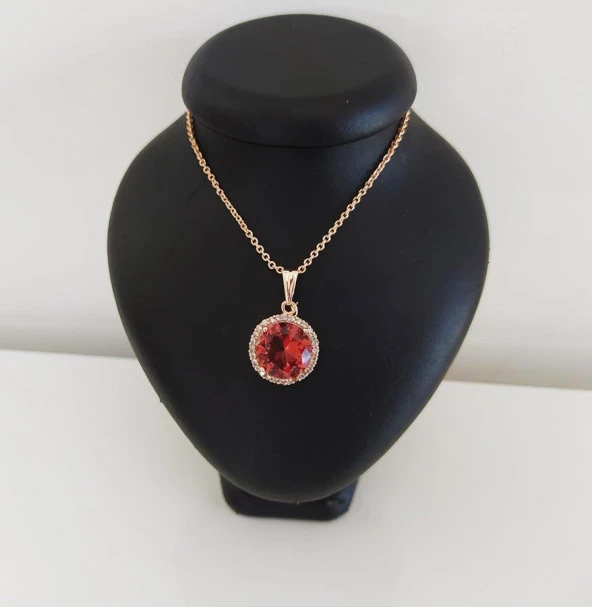 Sultanit (Zultanit) Rose Gold Renk Bukalemun Zirkon Doğal Taşlı Kolye ürün görseli 1