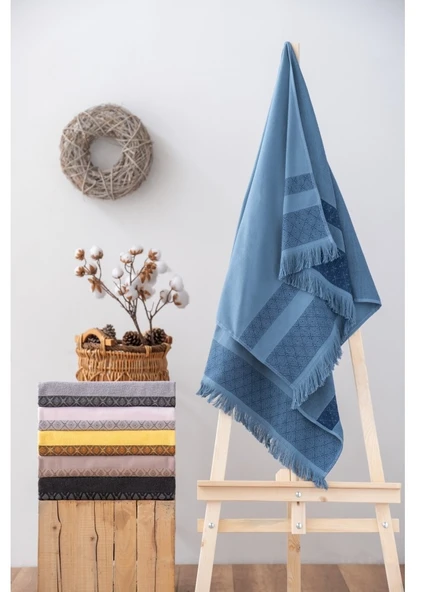 Cotton box Twins Bukle  Havlu 75x150 Indigo ürün görseli 1