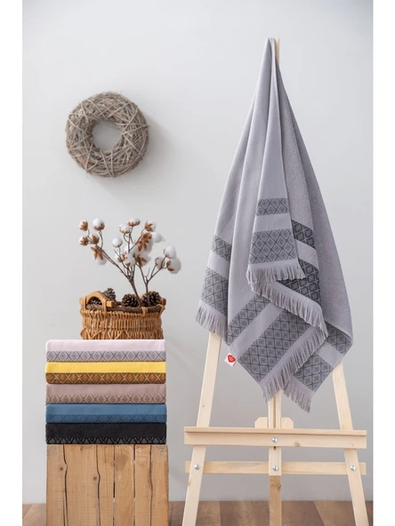 Cotton box Twins Bukle  Havlu 75x150 Gri ürün görseli 1