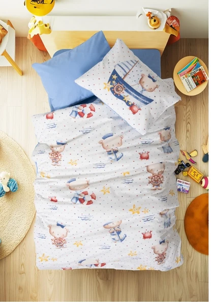 Cotton Box Ranforce Bebek Nevresim Takımı Seaman Mavi ürün görseli 1