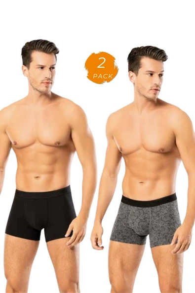 Looksense Erkek Dude 2 li  Düz ve Desenli Likralı Boxer 1403 ürün görseli 1