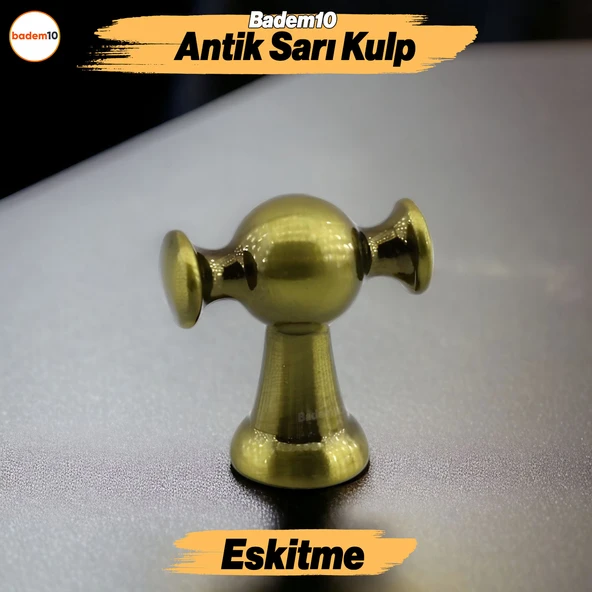 Manolya Antik Sarı Kulp Düğme Tek Vidalı Çekmece Kulbu Kulpları Mutfak Mobilya Dolabı Dolap Kulpu ürün görseli 1
