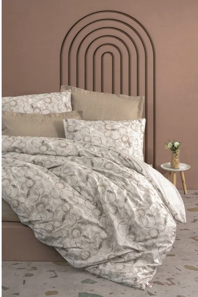 Cotton Box Rnf Minimal Çift Kişilik Nevresim Takımı lastikli çarşaf Moıl Bej ürün görseli 1