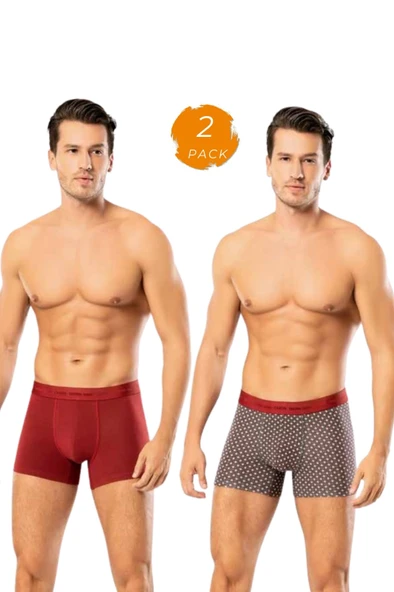 Looksense Erkek Dude 2 li Düz ve Desenli Likralı Boxer 1402 ürün görseli 1
