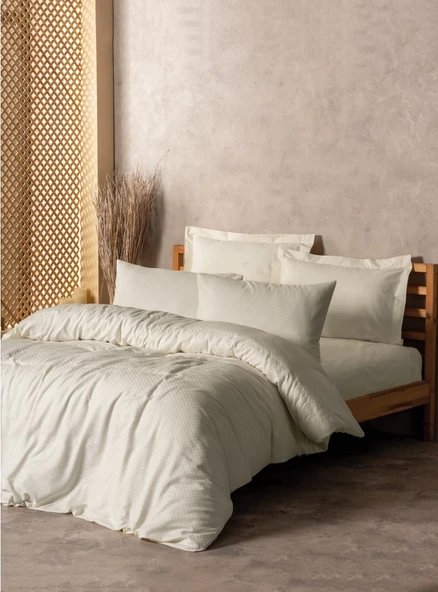 Cotton Box Plaıd Ranforce Tek Kişilik Nevresim Takımı KREM ürün görseli 1