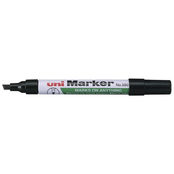 Uni Marker Kesik Uçlu Kalem Siyah Markör - 3 adet ürün görseli 1