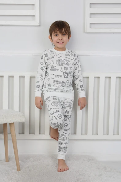 Boyanabilir Çocuk Pijama Takımı + Kalem Hediyeli I Renkli Rüyalar I Her Yıkamada Yeniden Tasarla ürün görseli 1