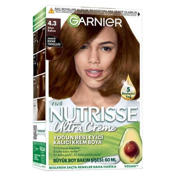 Garnier Nutrisse Yoğun Besleyici Kalıcı Krem Saç Boyası 4-3 Altın Kahve ürün görseli 1