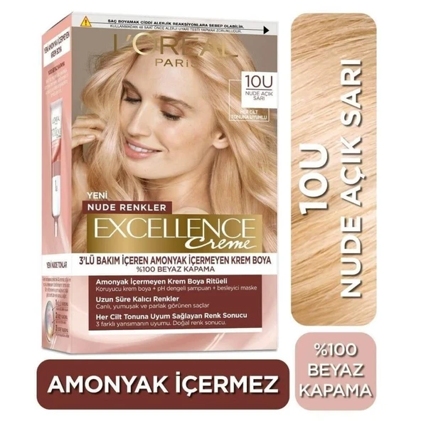 Loreal Paris Excellence Creme Saç Boyası 10U Nude Açık Sarı ürün görseli 1