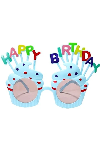 Beysüs Happy Birthday Parti Gözlük Cupcake Temalı Mavi ürün görseli 1