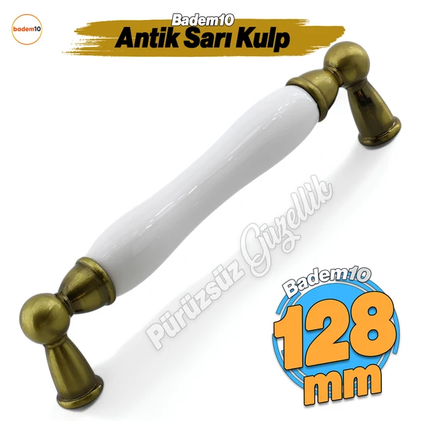 Domaniç Porselen Antik Sarı Kulp 128 mm Mobilya Çekmece Mutfak Dolabı Dolap Kapak Kulplar Kulb Kulpu ürün görseli 1