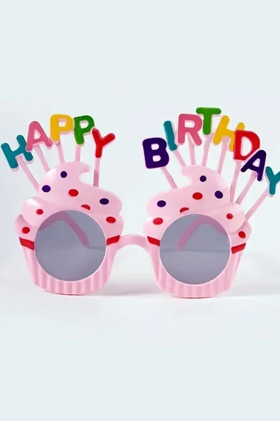 Beysüs Happy Birthday Parti Gözlük Cupcake Temalı Pembe ürün görseli 1