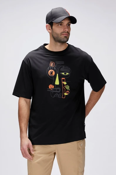 Bad Bear Collis Siyah Erkek Baskılı Tişört - Resim 3