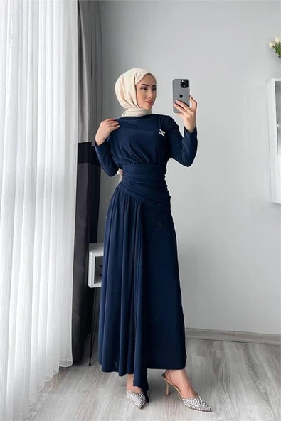 Kadın candy kumaş tesettür elbise NMS047 - Resim 3