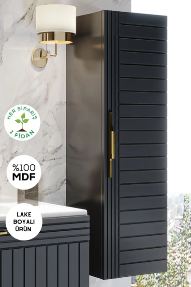 BALNEOM Erguvan Antrasit Demonte 120 Cm Banyo Boy Dolabı ürün görseli 1