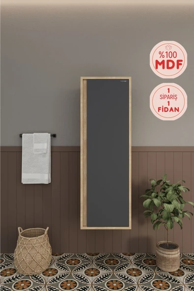 BALNEOM Banyo Gül 120 Cm %100 Mdf Banyo Boy Dolabı ürün görseli 1