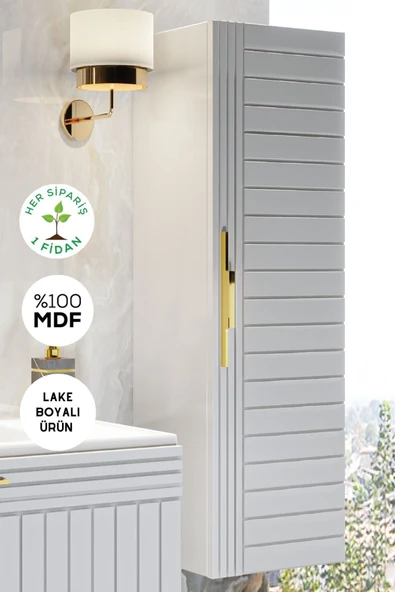 BALNEOM Erguvan Beyaz Demonte 120 Cm Banyo Boy Dolabı ürün görseli 1