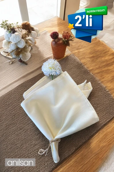2'li %100 Pamuk Peçete Beyaz Otel, Sunum, Restaurant, Davet ürün görseli 1