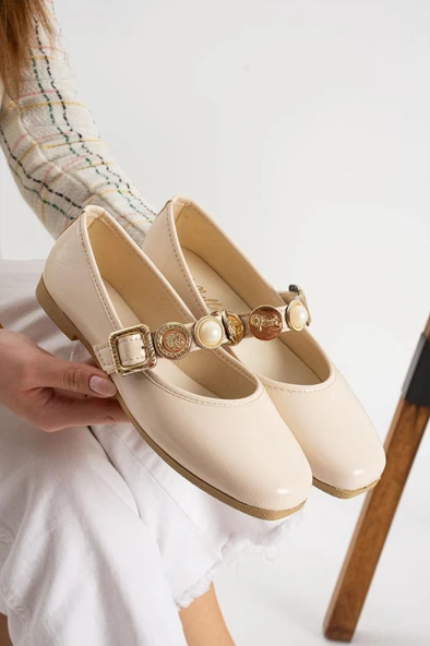 Albishoes Kadın Babet Rahat Hafif Ses Yapmaz Kemer Taşlı Günlük Babet Ev Ofis Dış Mekan Ayakkabı ürün görseli 1