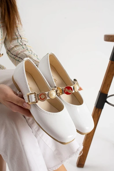 Albishoes Kadın Babet Rahat Hafif Ses Yapmaz Kemer Taşlı Günlük Babet Ev Ofis Dış Mekan Ayakkabı ürün görseli 1