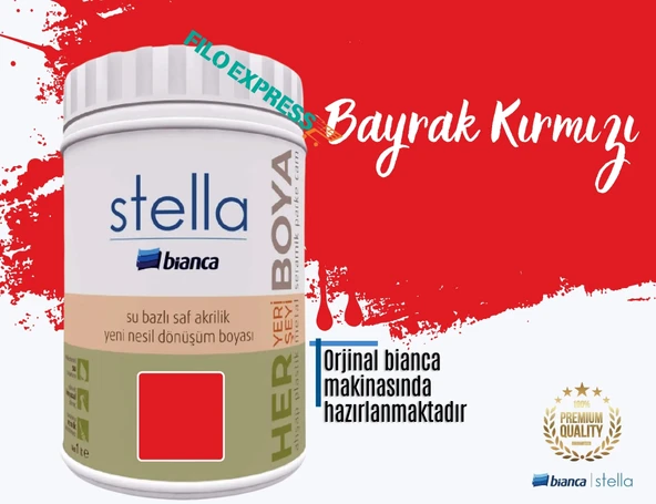 BİANCA STELLA SU BAZLI SAF AKRİLİK BOYA 1 LİTRE BAYRAK KIRMIZI ürün görseli 1