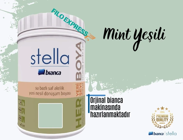 BİANCA STELLA SU BAZLI SAF AKRİLİK BOYA 1 LİTRE MİNT YEŞİLİ ürün görseli 1